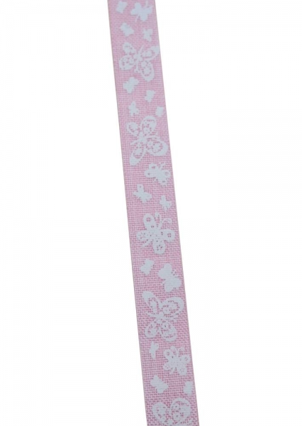 Geschenkband "Schmetterlinge" rosa/weiss bedruckt 15mm, 20m